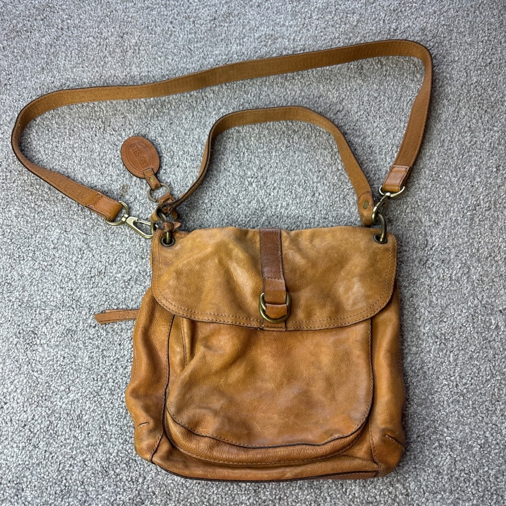 Fossil Tan Leather Crossbody Bag